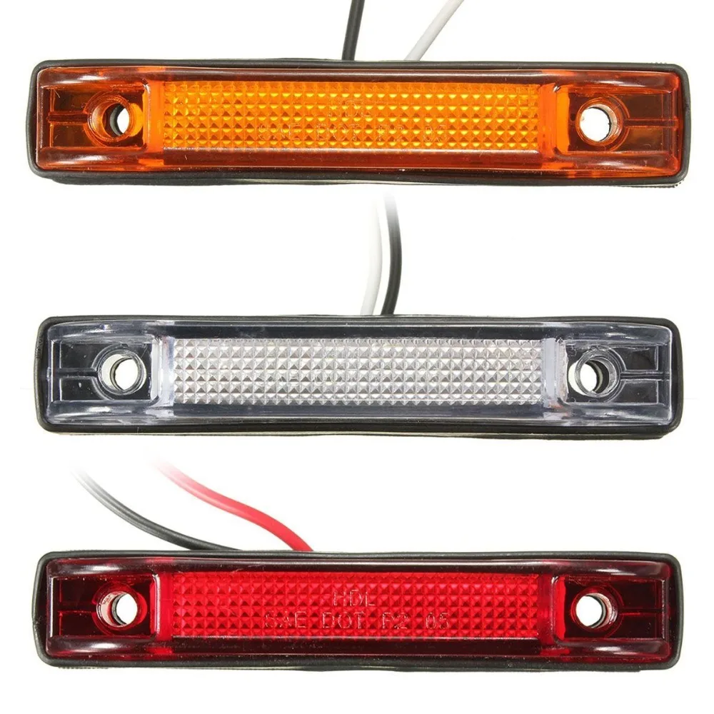 

1 Pair 6 LED Clearance Light Side Marker Lamp Indicator for 12V 24V Truck Trailer Lorry Red Yellow White