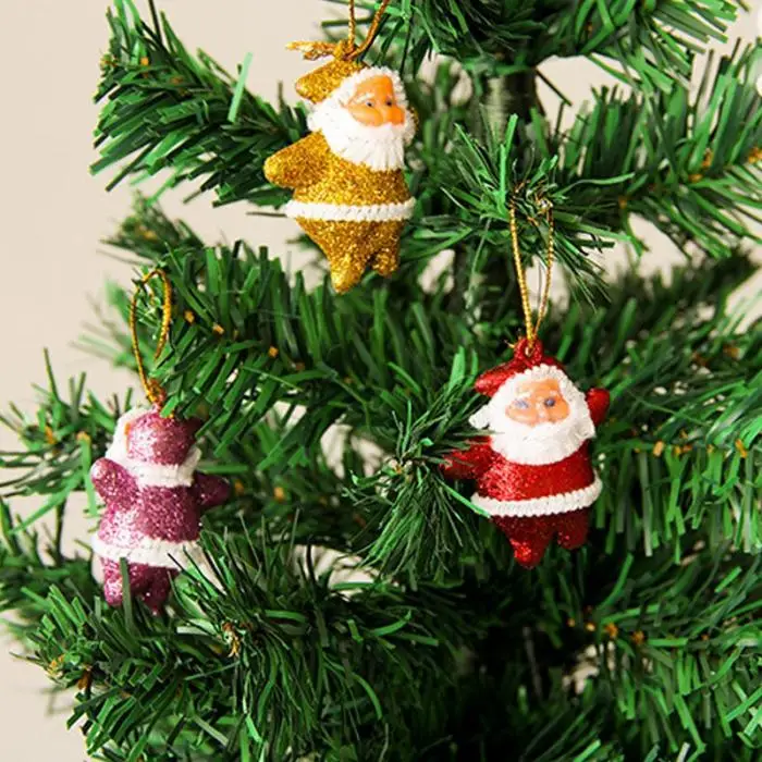 6 шт. мини блестящий кулон в виде куклы Санта-Клауса висячие украшения для украшения рождественской елки AN88