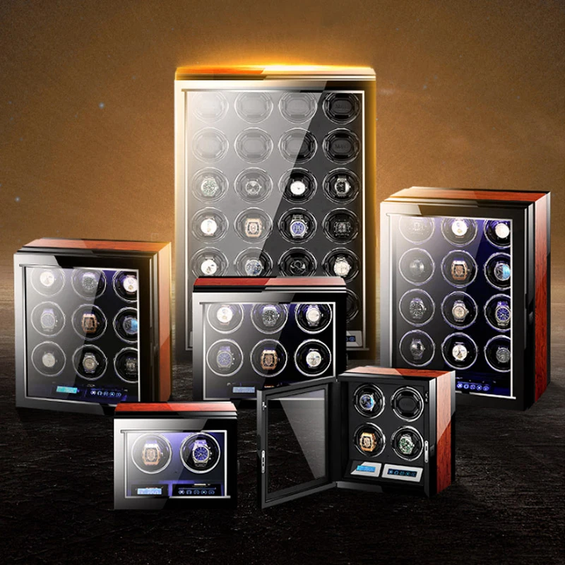 

Deluxe Watch winder 6/9/12/24 Automatic watches box with Mabuchi motor /LCD touch screen and Remote control -New Arrivals