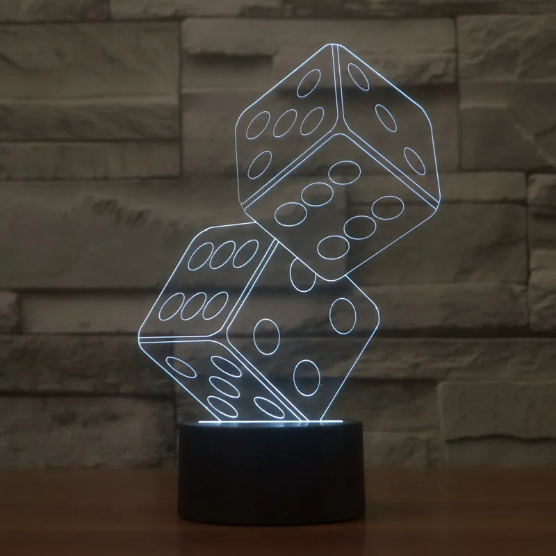 [Seven Neon]Free shipping dice Acrylic 7Colors Desk Lamp 3D Lamp