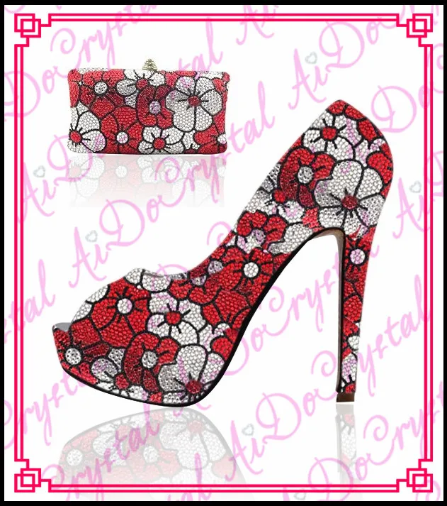 

Aidocrystal italian shoes and bag set woman rhinestone purse dress shoes for party