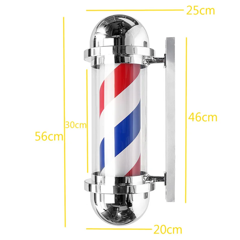 60/75 см Парикмахерская Полюс вращающаяся освещение Красота оборудование салона парикмахерской знак на стене светодиодный локальный светильник красный белого и синего цвета в полоску - Испускаемый цвет: 60cm
