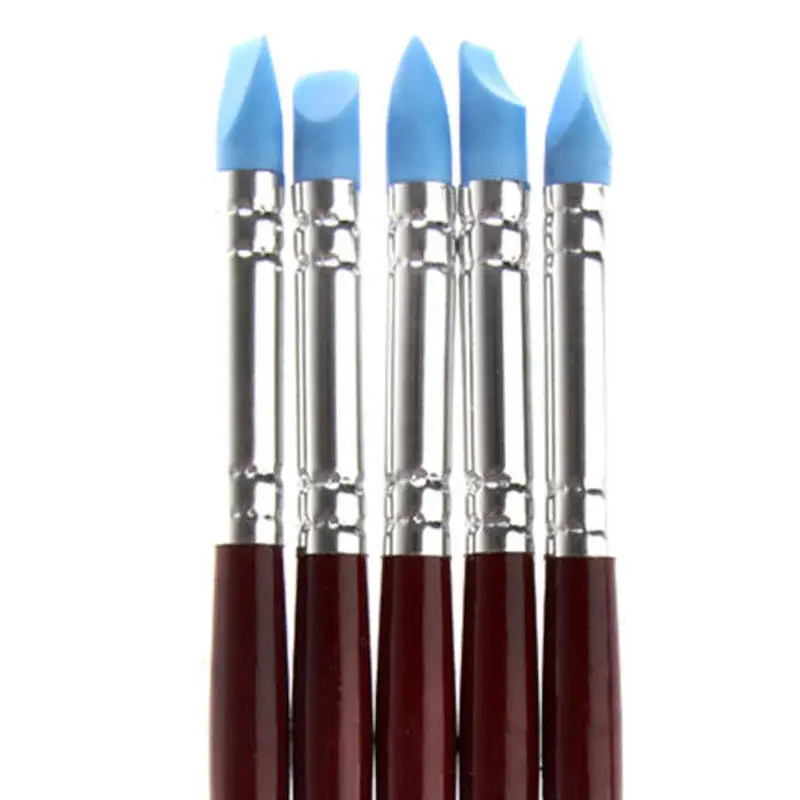 

2017 New Arrival 5pcs/set Rubber Pen Silica Gel Pen Brush Clay Sculpting Wax Carving Pottery Tool
