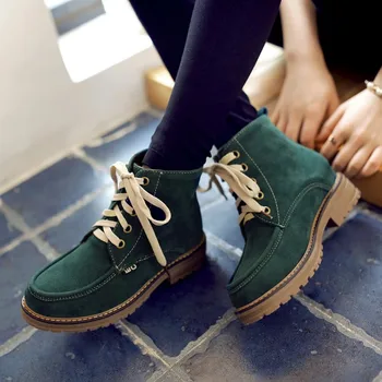 

GOXPACER 2018 New Autumn And Winter Women Shoes British Style Leather Women Boots Low Heel Women Motorcycle Boots Plus Size