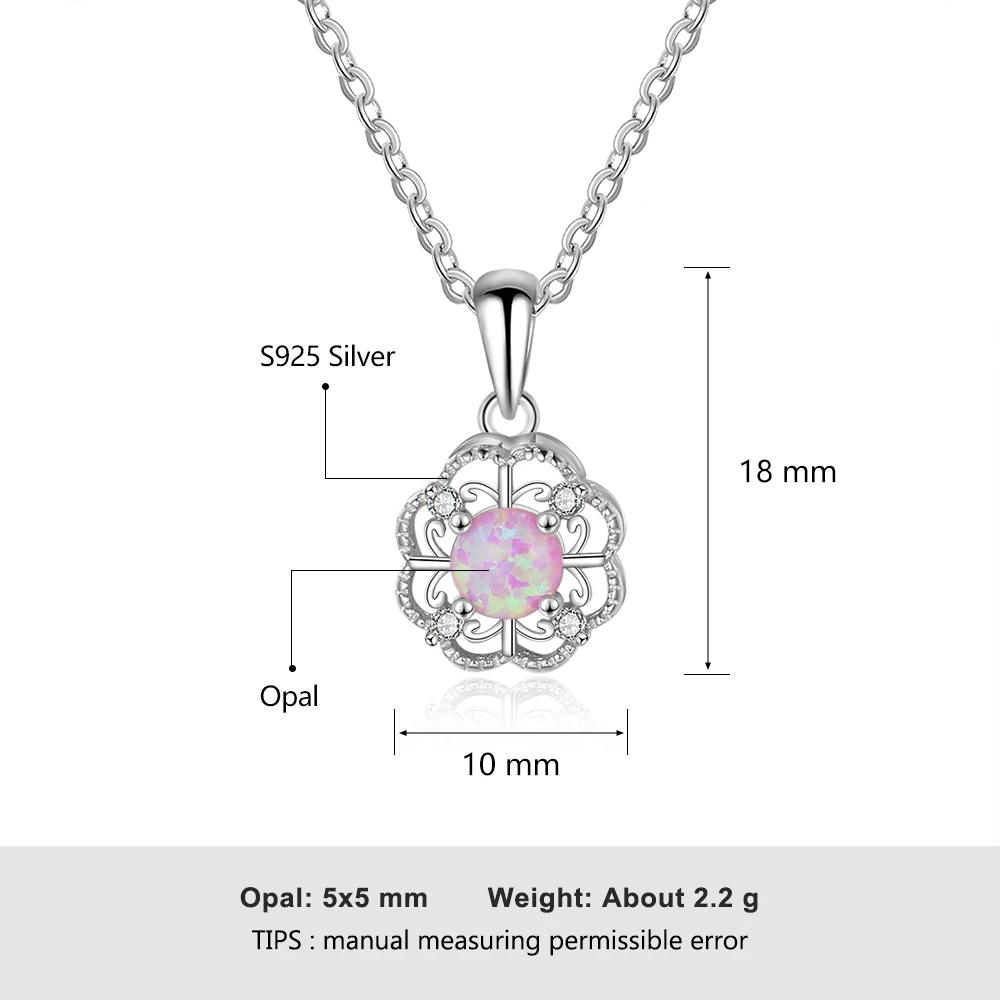 Розовое ожерелье с опалом из стерлингового серебра 925 пробы, ожерелье с подвеской в виде цветка s для женщин, материнские украшения в подарок(Lam Hub Fong