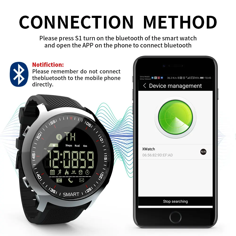 Смарт часы TOLASI с Bluetooth спортивные Водонепроницаемые Цифровые мужские