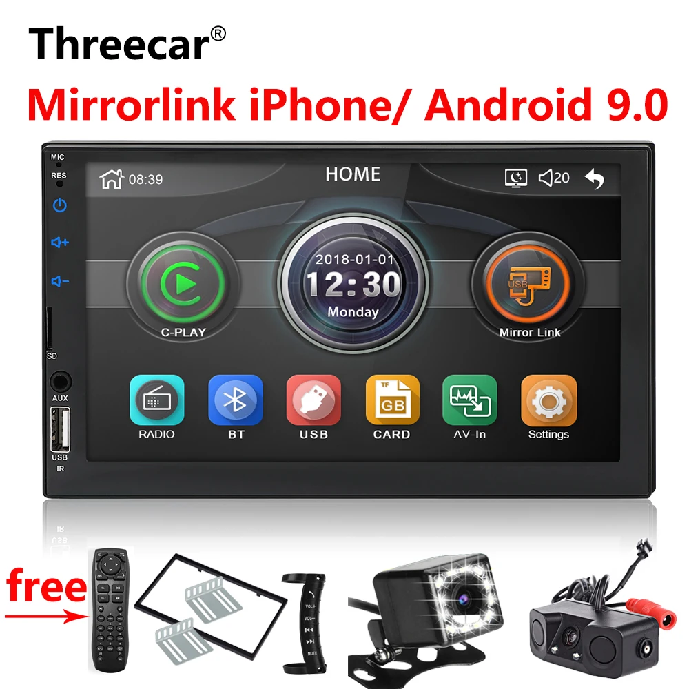 

2din Car radio 7'' Carplay Mirror link Android Auto Multimedia Player Bluetooth USB FM Rear View Camera MP5 Player Double Din