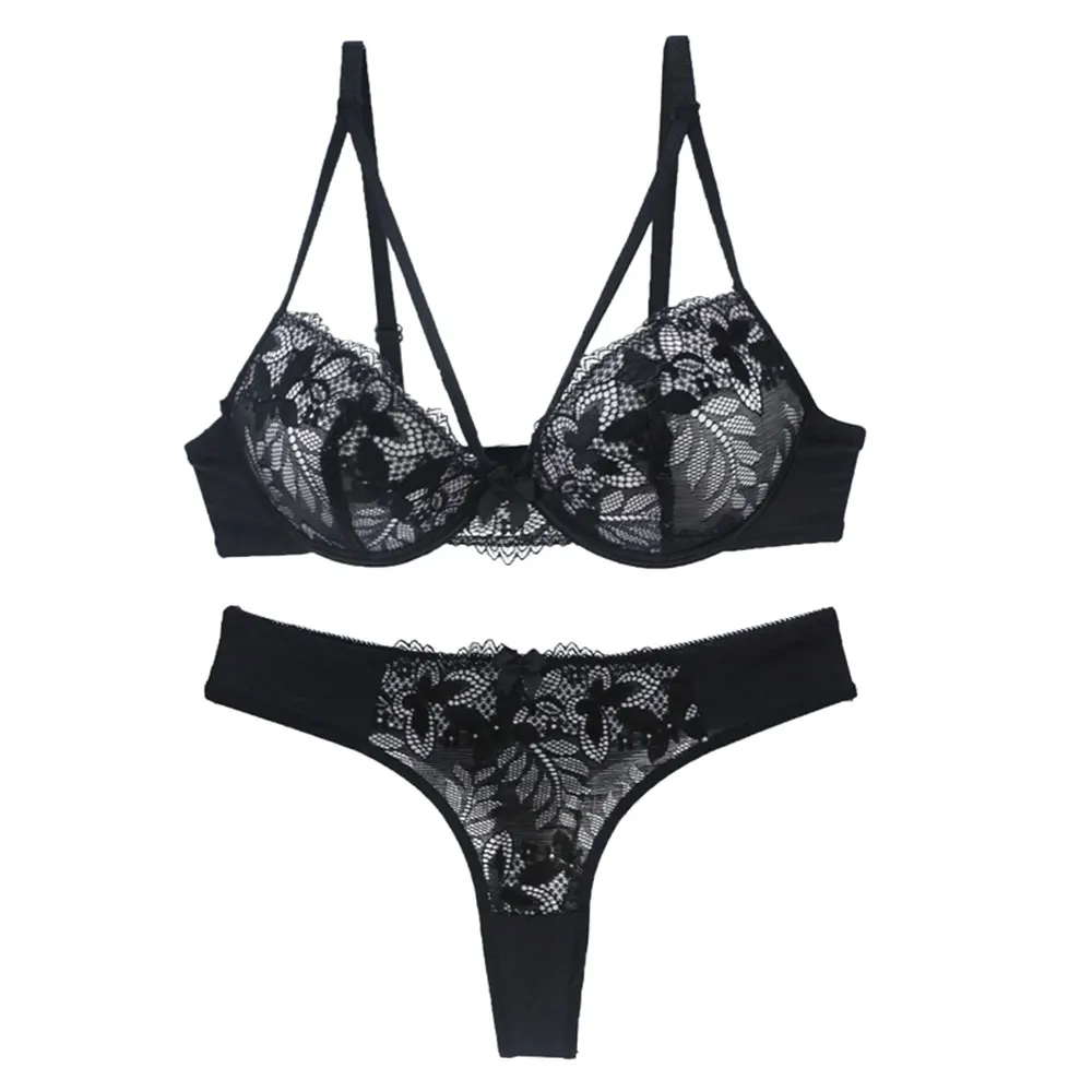 Buy Sexy Padded Bra And Thong Set Women Push Up Lace 