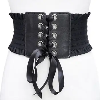 

New Women Fashion Stretch Belt Tassels Elastic Buckle Wide Dress Corset Waistband nylon Belts