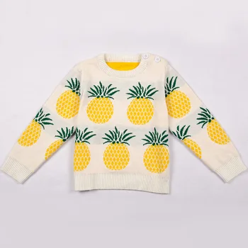 

1-5 Years Baby Girl Knitwear Boys Coat Autumn Winter Pineapple Printing Kids Sweater Jacket Cardigan For Girl Cardigan