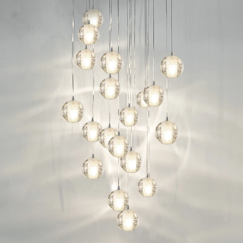 Modern crystal glass ball chandelier simple compound floor chandelier restaurant art creative