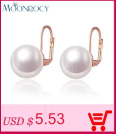 MOONROCY Free Shipping Fashion Jewelry Austrian Crystal For Women rose Gold Color Imitation pearl Earring Gift