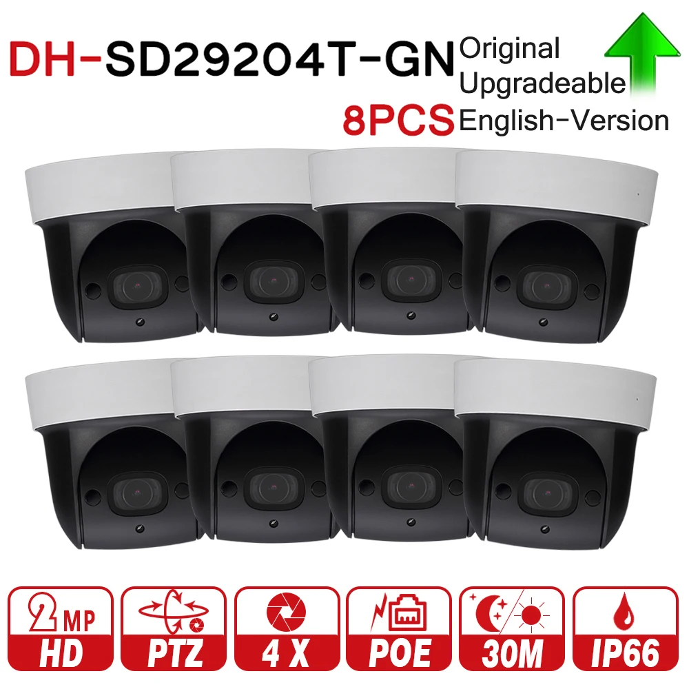 

DH SD29204T-GN 2MP 1080P 4X Optical Zoom PTZ Network IP Camera Triple-streams 30M Night Vision WDR ICR Ultra IVS POE 8PCS/LOT