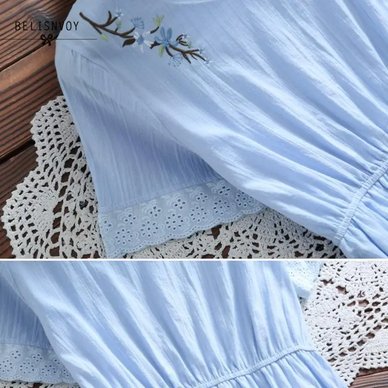 Женское платье с коротким рукавом Mori Girl однотонное льняное абрикосового цвета v