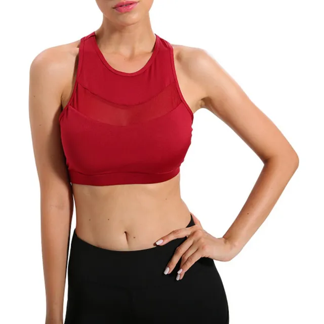 Women Crop Top Mesh Bra Wire Free Seamless Bra Plus Size Full Cup Wine