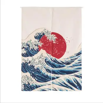

XIAOKENAI Japanese-style Curtain Partition Curtain And Wind Fabric Feng Shui Half Curtain Porch Kitchen Study Bedroom Curtain