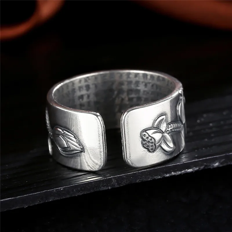 V. YA Настоящее 999 Чистое серебро кольцо унисекс цветок лотоса Открытые Кольца винтажные Модные женские мужские ювелирное серебряное кольцо подарок