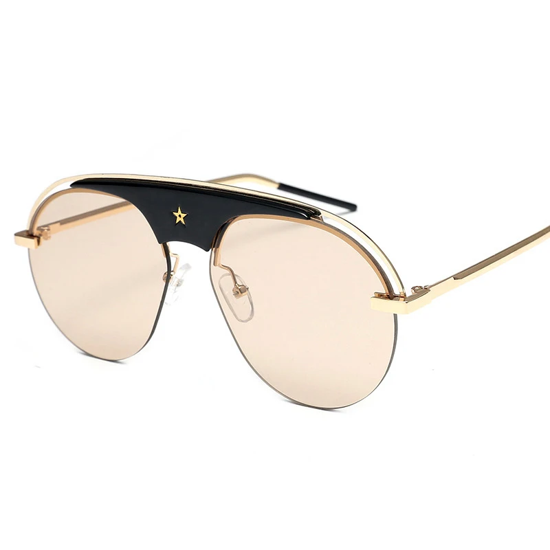 Новая мода Для мужчин и Для женщин солнцезащитные очки уникальный дизайн металлического каркаса Повседневное простые зеркальные очки лягушка UV400,, распродажа - Цвет линз: Brown