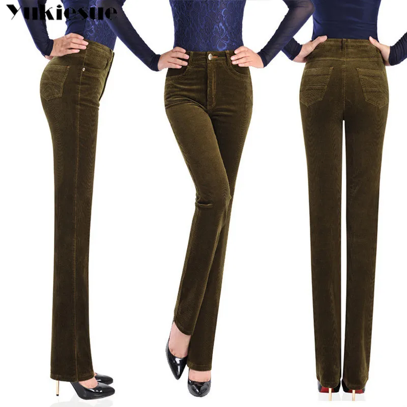 Осенние женские вельветовые брюки Pantalon Mujer с высокой талией Прямые брюки размера плюс 3XL повседневные спортивные брюки свободные женские брюки