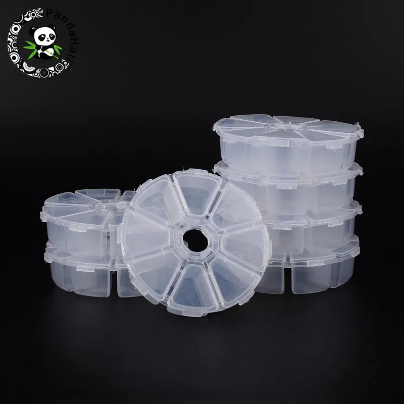 7 Compartment Round White Plastic Bead Storage Boxes Containers