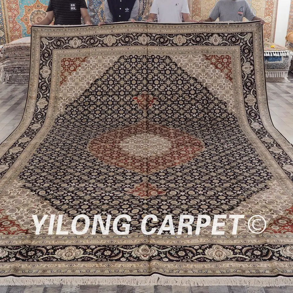 Yilong 10'x14 Vantage Тебриз Восточный ковер шелка Античная Красный Средний Большой шелк турецкий ковер (LH430B10x14)