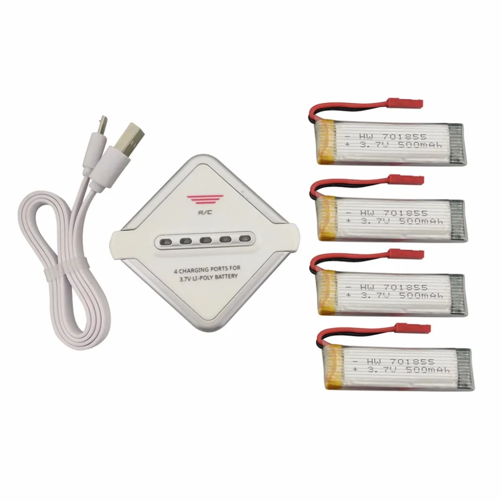 4PCS 3 7V 500mah lithium font b battery b font 1 charge 4 charger for UDI
