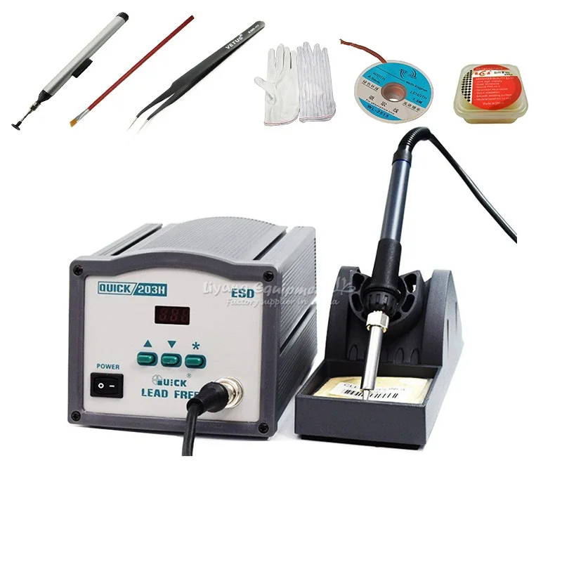 

Deluxe 90W Quick 203H BGA Soldering Station with free vacuum pen soldering paste flux desoldering wire free shipping to Russia