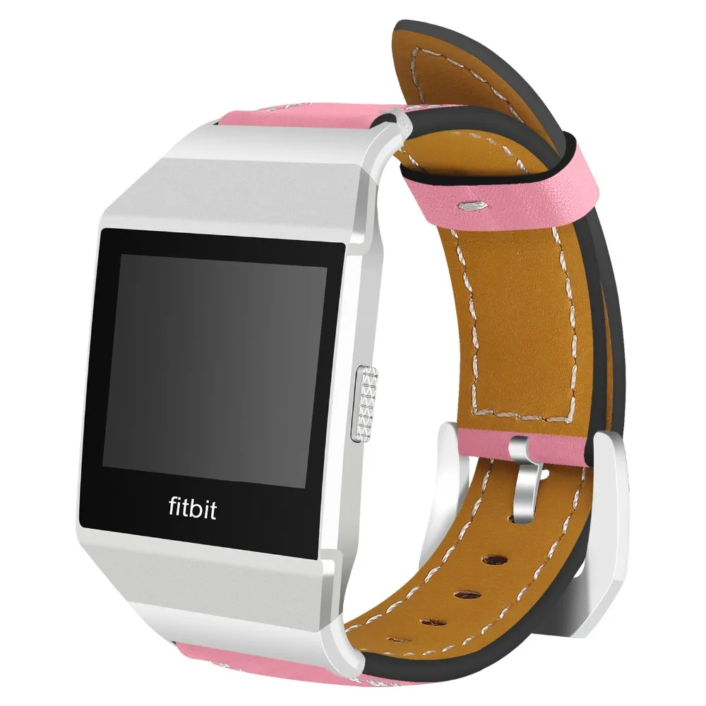 KINGBEIKE Popular Leather Watchband For Fitbit Ionic Watch Band Durable Bracelet Colorful Watch Belt Replacement Men Women Strap