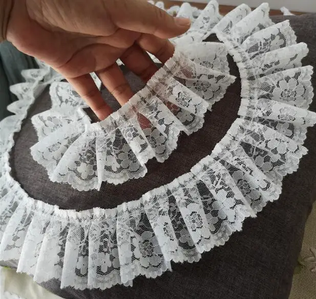 

5CM Wide HOT Embroidery white black 3D flower lace fabric trim ribbon DIY sewing applique collar dress wedding guipure decor