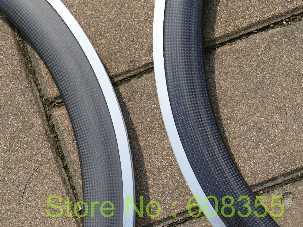 50 мм 3 k UD глянцевый углепластиковый коврик 700C дорожный велосипед клинкерное колесо обод из алюминия сторона 20,4 мм 23 мм в ширину