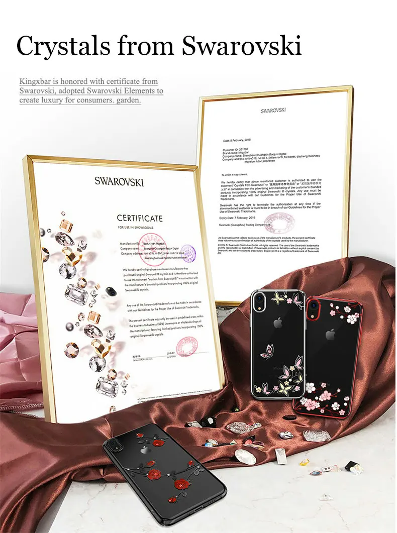 KINGXBAR Case for iPhone XR Floral Patternd Cover for iPhone XR Case Transparent for iPhoneXR Capa Luxury Crystal from Swarovski (2)