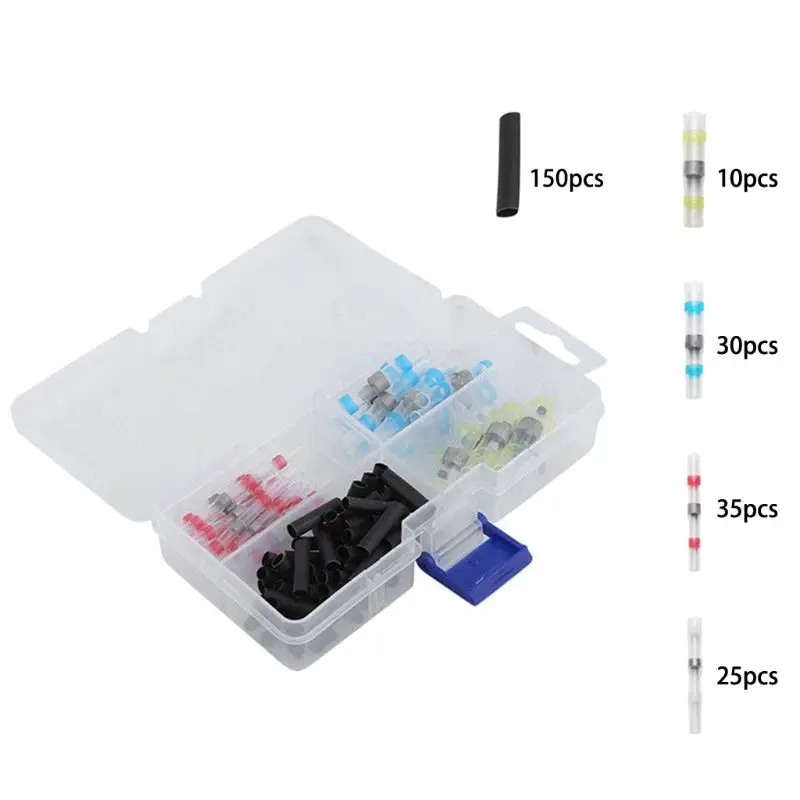 

250Pcs/set Heat Shrink Wire Connectors Solder Sleeves Waterproof Fast Butt Terminals Terminator Electrical Electrican
