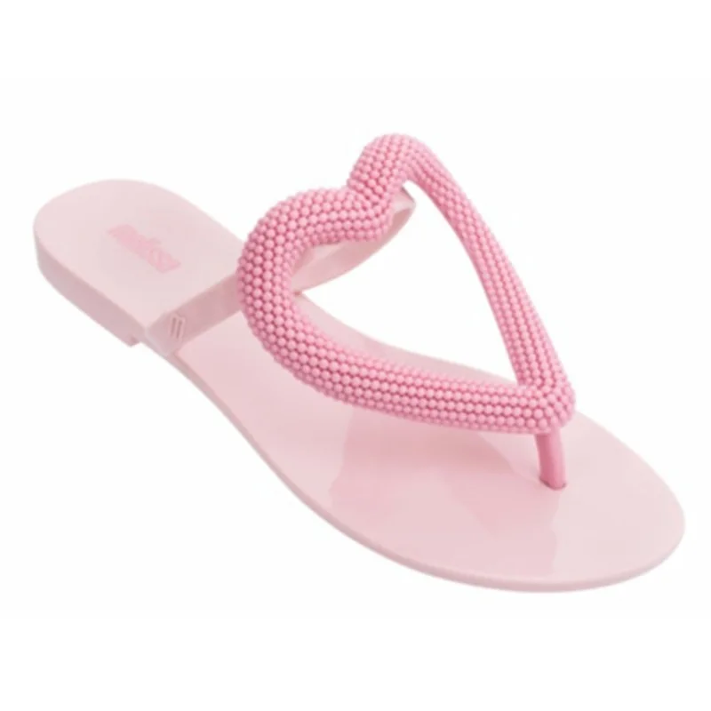 

Melissa Lip Flops 2019 Summer Shoes Women Slippers Big Heart Non-slip Fashion Melissa Brand Flat Summer Shoes Women's Slippers