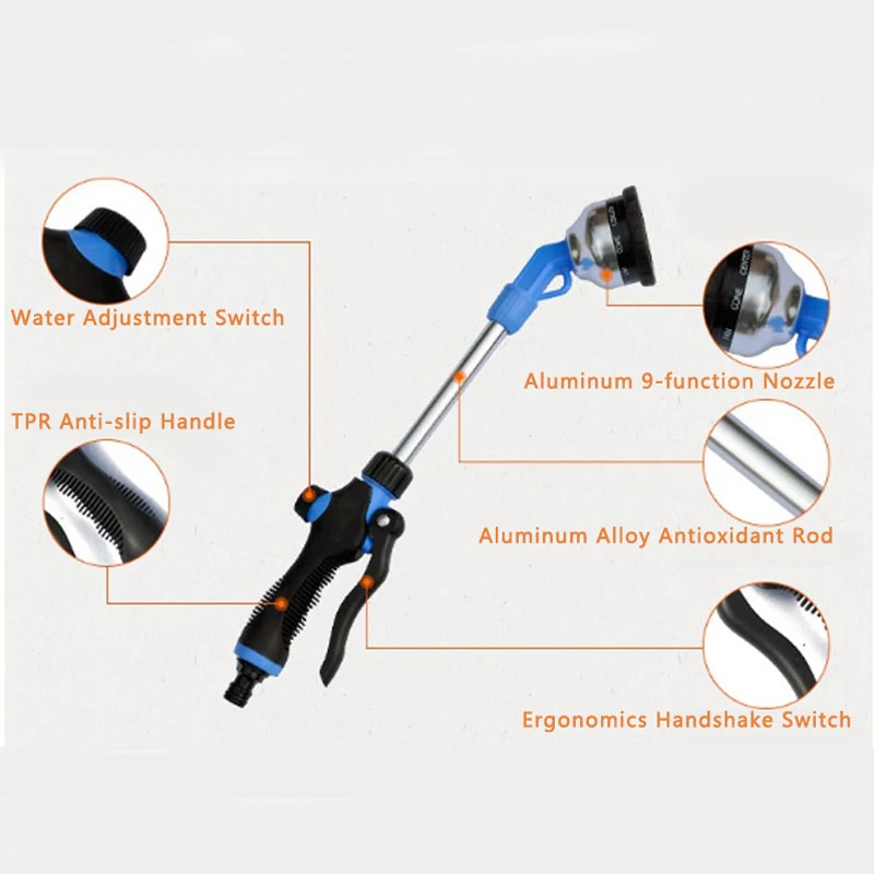 Hot Pole Spray Gun Car Wash Watering Multi-function Long-handled High-pressure Water Gun Garden Irrigation Tools Sprinkler Hot Pole Spray Gun Car Wash Watering Multi-function Long-handled High-pressure Water Gun Garden Irrigation Tools Sprinkler