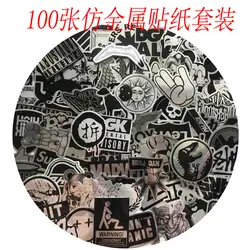100 scribbled багажная стойка наклейки Популярный Логотип Имитация металла личность наклейки водостойкий велосипед наклейки для скутеров