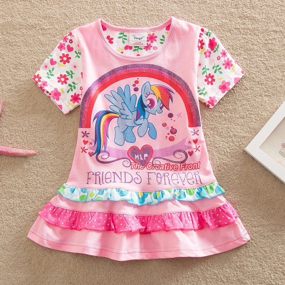 

In 2016 the new summer pony bao li printed cartoon sweet girl pure cotton dress with short sleeves tutu round collar dress SQ902