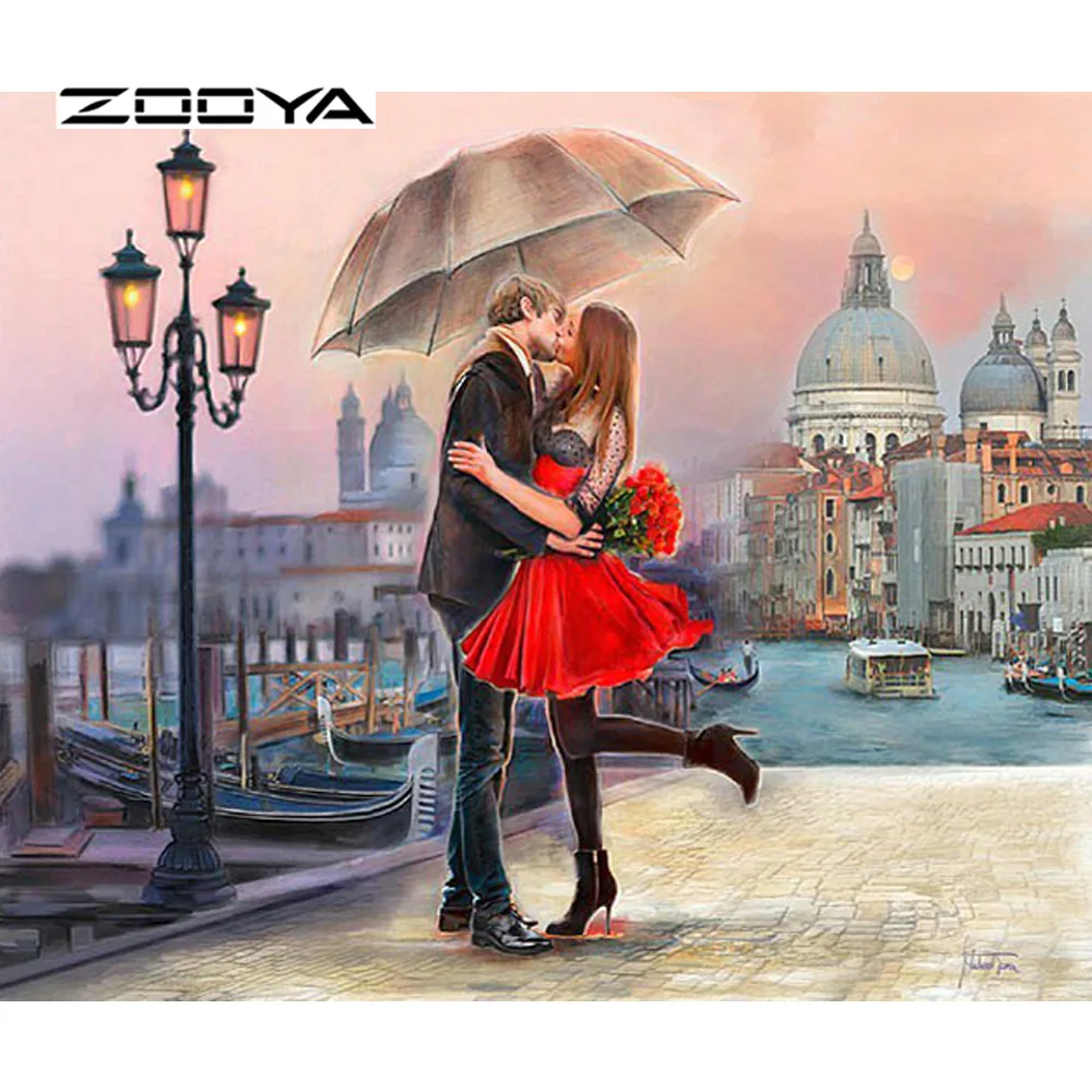 

ZOOYA Diamond Painting Diamond Embroidery Full Pack 3D DIY Kit Diamond Mosaic Couple Kiss Decor Rhinestone Diamond Mosaic RF1779