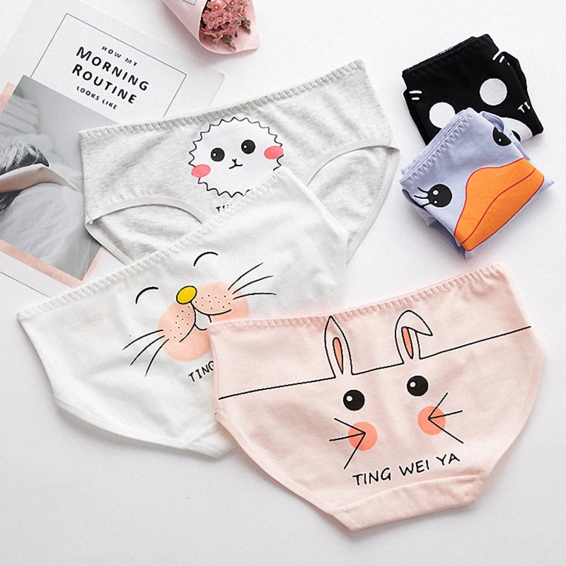 2pcs/lot Cotton panties women pattern cotton underwear women gril briefs lingerie ladies underpants cartoon female wholesale