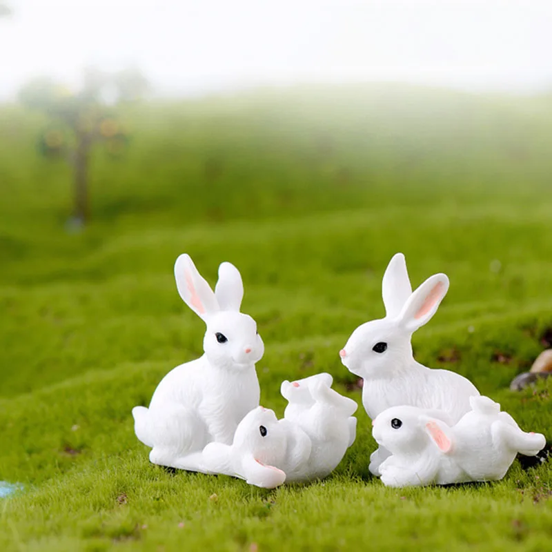 Милый кролик фигурки из ПВХ ремесло декоративные украшения для бонсай домашний стол украшения миниатюрные фигурки украшения сада