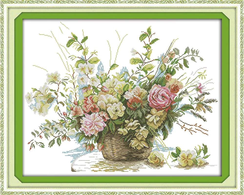 

The Rose Flower Basket Dmc Threads Cross Stitch Cotton Kits For Embroidery Handmade Crafts Flower Cross Stitch Patterns