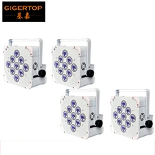 4 шт., питание от аккумулятора, 9x18 Вт, RGBWA, фиолетовый светодиодный дисплей, беспроводной пульт дистанционного управления, IRC светодиодный Par, белый корпус, полноцветный экран