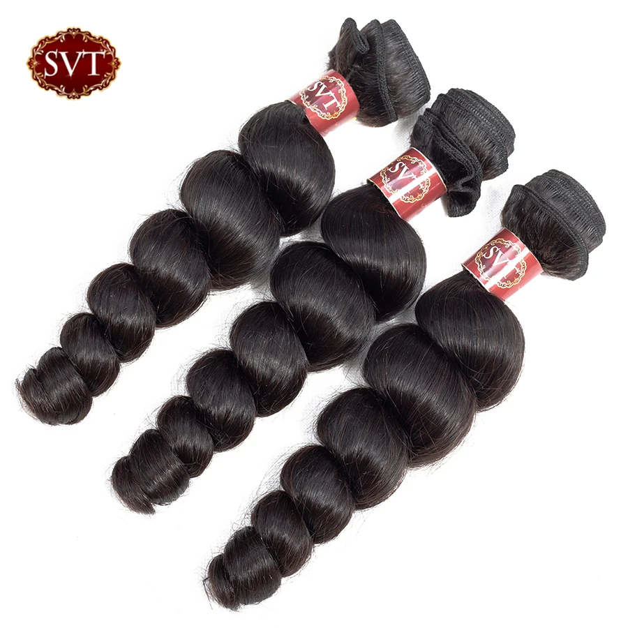SVT Hair 8-26" Middle Ratio Loose Wave Bundles Can Buy 3/4 Bundles Malaysian Hair Weave Non-Remy Human