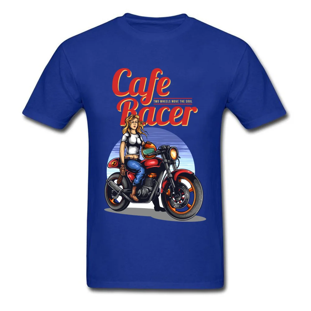 Cafe Racer 2018 Popular Men T-Shirt O-Neck Short Sleeve 100% Cotton Tops Shirt Printed Tops Shirts Free Shipping Cafe Racer blue