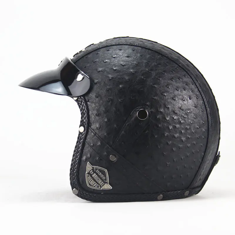 Шлемы из искусственной кожи 3/4 мотоциклетный шлем Чоппер велосипедный шлем с открытым лицом винтажный мотоциклетный шлем с маской - Цвет: VSPersonality black1
