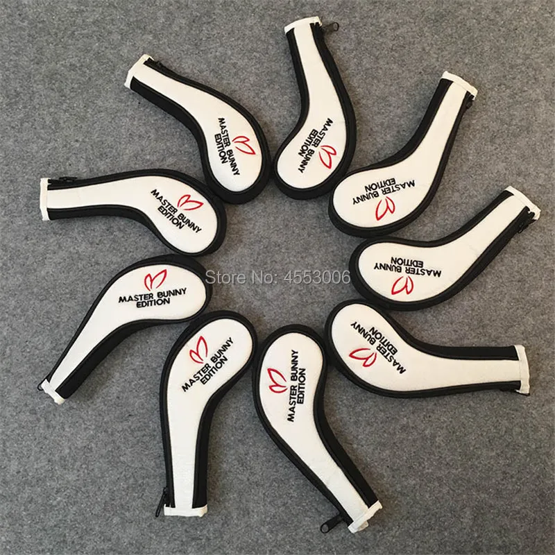 

New Pearly Gates Zipper Golf Head Cover PU Leather Golf Man Women Irons Headcover Set #4-9,PW,AW,SW