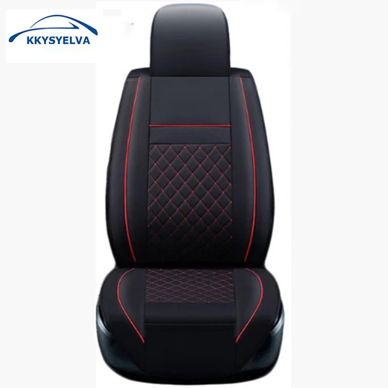 

KKYSYELVA 1PCS Universal Leather Front Car Seat Cover for Toyota Skoda Auto driver seat cushion Interior Accessories