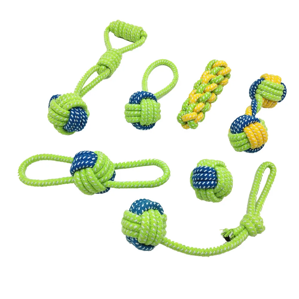 

Dog Toy Puppies Chew Tooth Cleaning Cotton Rope with Handle Knot Bite Resistant Ball Teeth Molars Pet Toys ball For Small Dogs