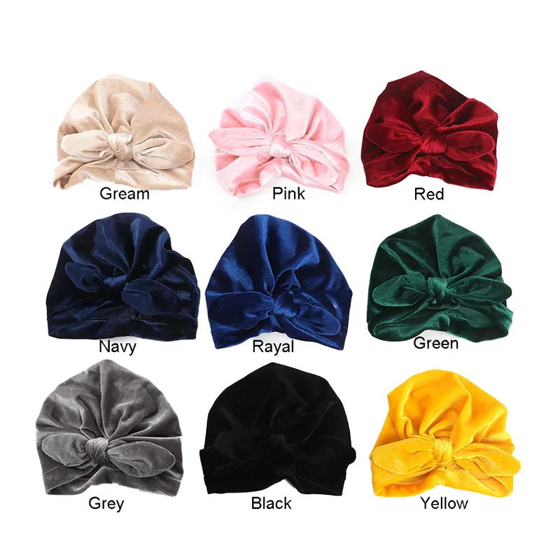 New Velvet Baby Hat for Girls Autumn Winter Baby Boy Cap Photography Props Elastic Infant Beanie Turban Hat Baby Accessories