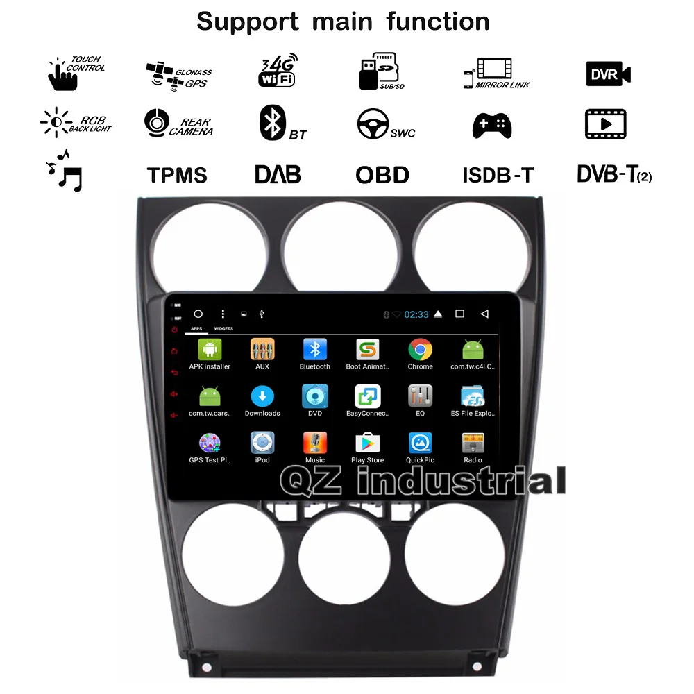Cheap QZ industrial 9inch Android 8.1 T3 for Mazda 6 2006-2015 Car DVD Player with 3G 4G WiFi GPS Radio Bluetooth Navigation RDS Map 1