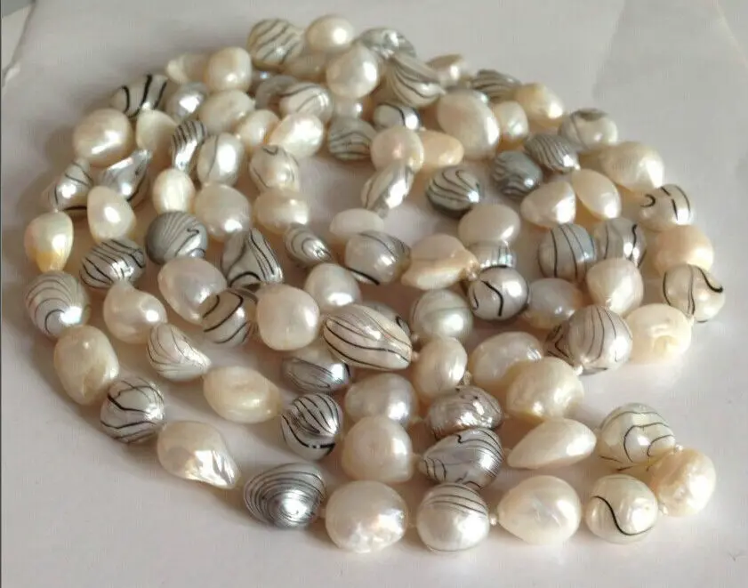 

HOT## Wholesale >> natural 12mm south sea gray white multicolor pearl necklace 48inch